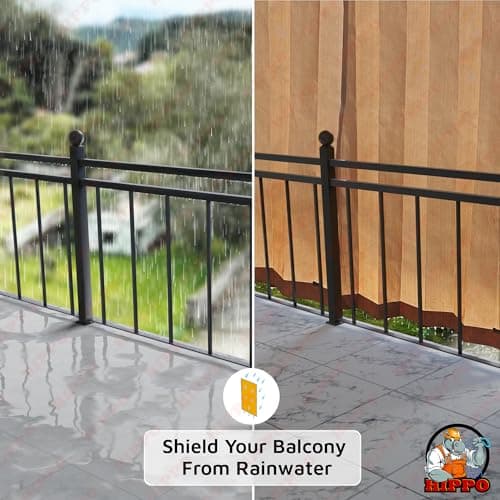 HIPPO HDPE Coated Waterproof Outdoor Balcony Curtain 260 GSM – Rain, Sun & Dust Protection Light Filtering Curtains for Home, Garden, Veranda & Hotel (4 Feet X 9 Feet, 2IN1 Bamboo-Mocha, 2 PC) 3