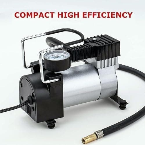 Fashion Air Pump,Car Pump Heavy Duty Metal Electric Car Compressor With Pressure Gauge, 12V DC Portable Tyre Inflator For Car, Trucks, Bus, Bike, Auto & Van, Single, 35 Liters Per Minute 3