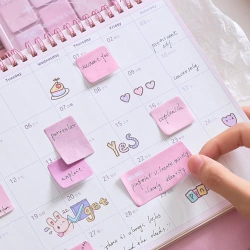 WISHKEY Colorful Sticky Notes, 210 Sheets Sticky Notes, Sticky Pad for Study, Point It Marker Stationery Items, Self-Adhesive Memo Pad, Planners and Memo Sticker (Assorted, Pack of 1) 5