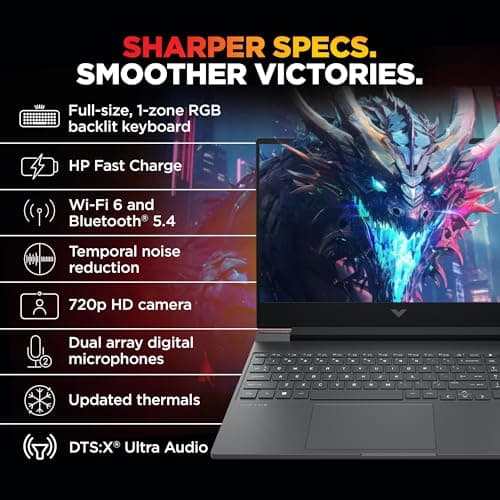 HP Smartchoice Victus, 13th Gen Intel Core i7-13620H, 8GB RTX 5050, 24GB DDR5(Upgradeable) 1TB SSD, 144Hz, FHD, 15.6''/39.6cm, Win11, M365* Office24, Mica Silver, 2.29kg, fa2309TX, RGB Gaming Laptop 5