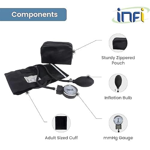Infi Aneroid Dial Type Sphygmomanometer Blood Pressure Monitor | BP Apparatus Manual | Manual Blood Pressure Machine| For Precise Measurements | Readable and Clear Dial | 1 Year Warranty | Latex Free  3