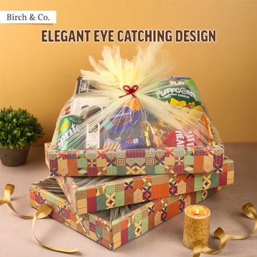 Birch & Co. Gift Box - Birthday Gift Packing Box For Women - Decorative Folding Paper Gift Hamper Empty - Dyi Gift Packs With Tie Ribbons And Nets, Stylish Gift Boxes, Multicolor, Pack Of 4 5