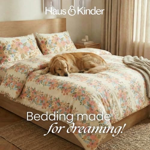 haus & kinder Bedsheet for Double Bed King Size, 144 TC King Size Bed Sheet Cotton with 2 Pillow Covers-Vintage Peony Bedsheet(108 * 108 Inches) 2