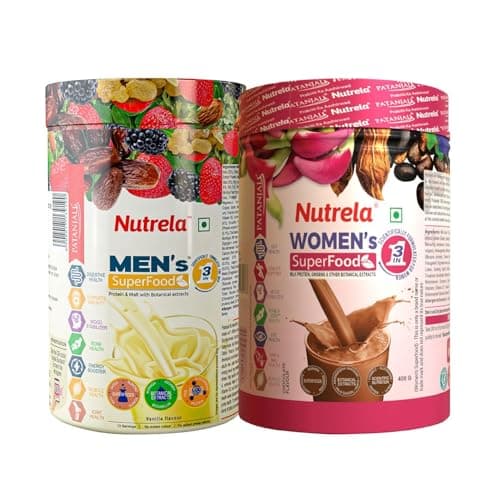Nutrela Combo Women Superfood & Men Superfood with Whey Protein Supplement Powder (Each 400gm)