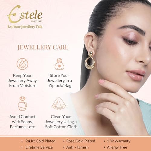 Estele 24 Kt Plated Classic Seven Stone Twin Cuff Bracelet for Women (Gold and Silver) 6