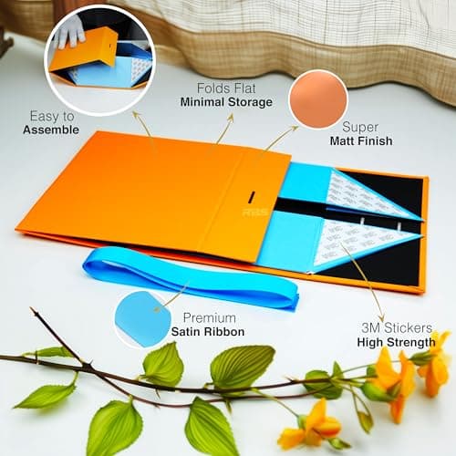 RBS® - Foldable Rigid Hamper Box (23 x 16 x 10cm) Empty Gift Boxes (1 Pack) Rectangular Gift Box Empty Multipurpose Decorative Folding Paper Gift Box Holds Upto 5 kg Diwali Box For Gift (Aqua Charm) 3