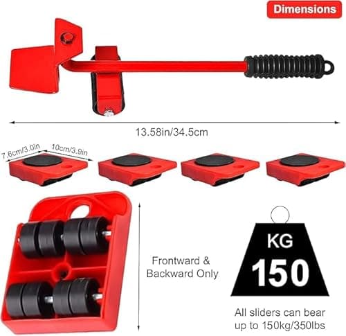 DecorTwist Furniture Mover & Lifter Set with 360° Rotating Wheel Pads – Move Sofa, Fridge, Bed & Washing Machine Without Lifting | Floor-Safe Steel Tool for Tiles, Marble & Wood 3