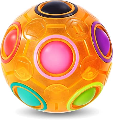 ANAB GI Magic Rainbow Ball Sensory Puzzle, Brain Teaser, Fidget Toys Cube Game, Stress Reliever, Colour Matching Puzzle Game for Kids Teens and Adults Birthday Party, Christmas Gifts Pack