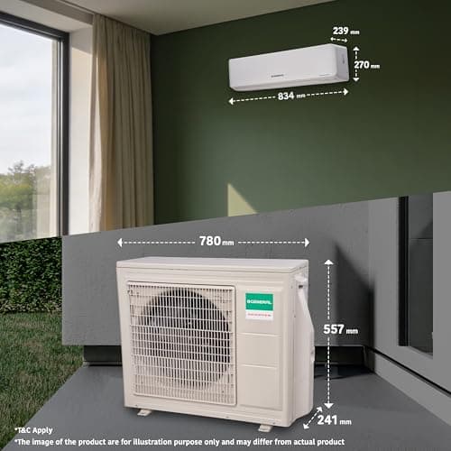 GENERAL 1 Ton BEE 2026 3 Star Rated, Inverter Split AC (Copper, 3580W, Powerful Cooling, 10m Long Reach Airflow, 55°C Max, Suitable for 120~150 Sft, ASGG12CPWA-B, White, Free Standard Installation) 4