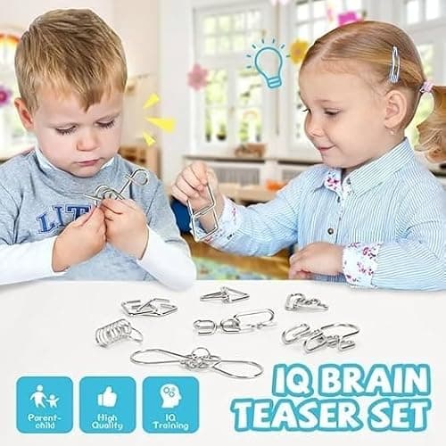 Famous Quality Mind Challenging Game - Brain Teasers Metal Wire Puzzle - Assorted Metal Puzzle for Gifts, Party Favors, Prizes, Disentanglement Puzzle Unlock Interlock Toys- Easter Theme 3