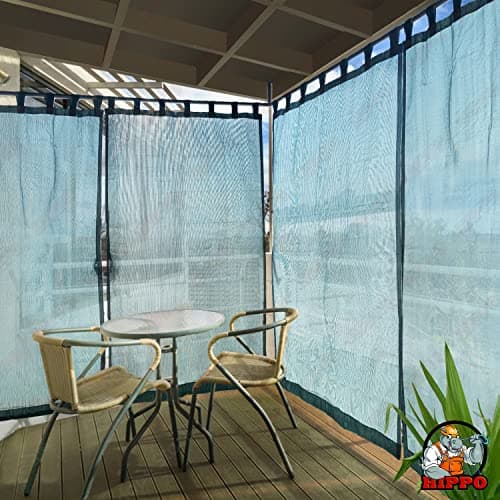HIPPO Outdoor Balcony Sun, UV & Dust Protection Curtain HDPE Light Filtering 150 GSM Tab-Top Loop with Decorative Button Curtains for Home, Garden, Varanda, Hotel (Cool-Blue, 4.5FTX7.5FT, 2 PC) 5