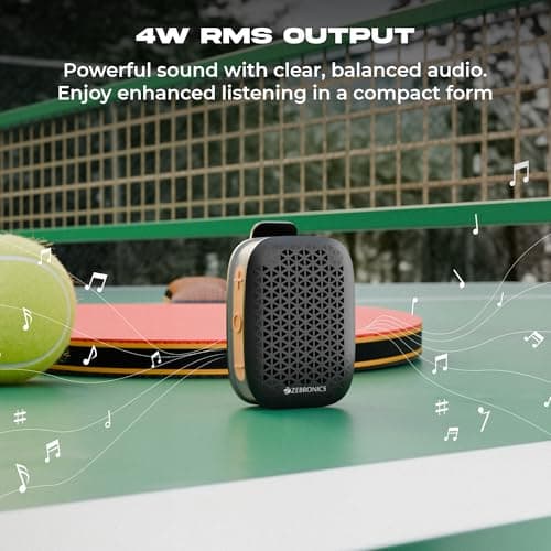 Zebronics Portable Bluetooth Speaker, 4W Output, Up to 6Hrs Playback, Magnetic Clip Design, BT v5.4, TWS Pairing, LED Indicator, Call Function, Media/Volume Control, Type-C (Clipper Pro, Black) 2
