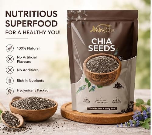 Nutribites Chia Seeds 1kg| Premium Superfood for Weight Management & Hydration | Ideal for Smoothies, Oats & Summer Drinks 5