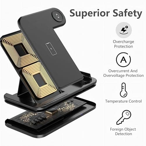 Magnetic Multi Purpose, Smart Mult Function Devices Docking Station Stand, 40W Best 4 in 1 Foldable Wireless Fast Mobile Charging Station for Multiple Devies with iPhones, iWatch, Airpods, Pencil 5