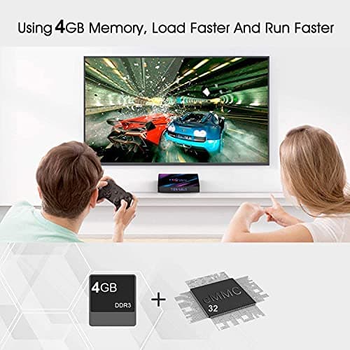 RuhZa 4K Mini PC Box with H.265 Decoding,RK3318 Quad Core 64 Bit Processor,Android 10, 4GB Ram 32 GB ROM, Voice Assistant, Support 2.4G/5.0G Dual WiFi 4