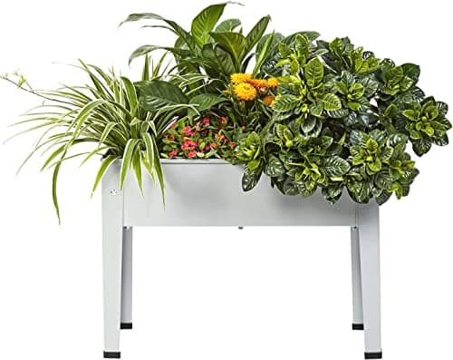 INDIAN DECOR 90104 Raised Garden Bed, Garden Raised Planter Box with Legs, Galvanized Garden Planter for Herbs and Vegetables (24" Grey)