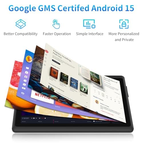 NEWISION 7 Inch Tablet with Case, Five Cores Android 15 Tablets, 8GB RAM, 32GB ROM, 512GB Expansion, IPS Display HD 1024x600, 3500mAh, Dual Camera, USB C Tablet PC (Blue) 4