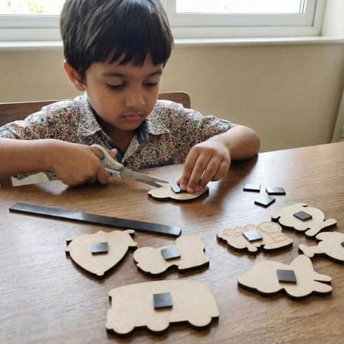 ImagiVibe Paint Your Own 9 Transport Vehicles Fridge Magnet DIY Kit for Kids | Transport Theme MDF Painting Craft Set | Creative Art & Craft Activity | Made in India (Transport) 5