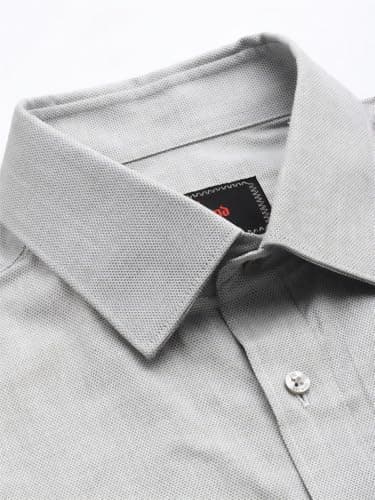 Raymond Men Slim Fit Structure Pattern Pure Cotton Semicutaway Collar Full Sleeve Formal Shirt Medium Grey 5