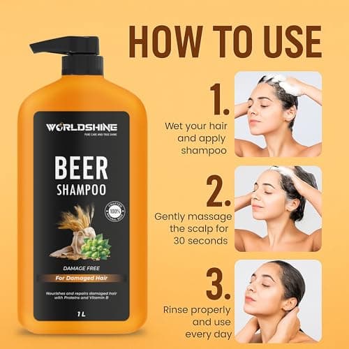 Beer Shampoo for Damaged Hair with Natural Beer Extract, Protein and Vitamin B, Paraben Free Hair Cleanser for Repair, Nourishment and Daily Care 1000 ml 5