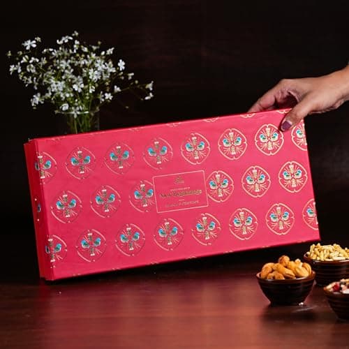 Omay Foods 8 Pcs Blissful Delights Premium Corporate Gift Hamper | Saffron Cashews, Almonds & Healthy Snacks, Chocolate & Custom Diary | Promotion, Work Anniversary & Employee Appreciation | Luxury Ha 4