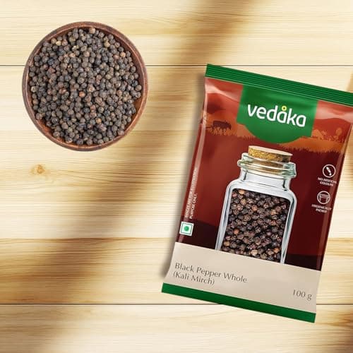 Vedaka Black Pepper Whole (Kali Mirch) |100g |No added colours | No added preservatives | Seeds | 5