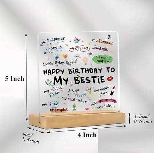 Bs amor Best Friend Birthday Gift Acrylic Plaque Incredible Gifts India Personalized Wooden Happy Birthday Frame For Him and Her Women 5x4 inch 4