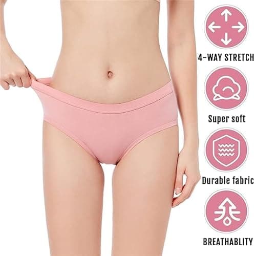 Amazon Brand - LOURYN KOULYN® Women Soft Cotton Hipster Ladies Plain Bright Panty/Innerwear Inner Elastic Underwear Combo Pack 5 (Colour May Very) (M, Multicolor) 5