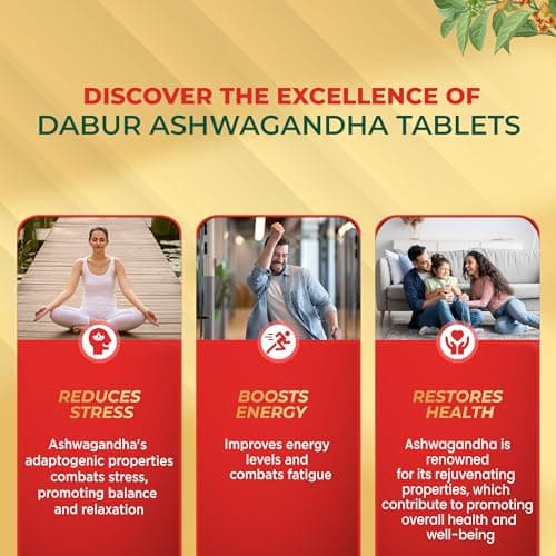 Dabur Ashwagandha Tablets - 60 tabs | General Wellness Tablets | Stress Relief | Rich in Antioxidants | Immunity Booster | Rich in Antioxidants | Rejuvenates Body 4