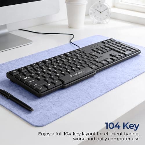 Zebronics Wired Keyboard with 104 Keys, 1.2m Cable, ₹ Key, USB Interface, UV-Coated Keys, Retractable Stand, USB Nano Receiver, for PC, Laptop(K65, Black) 2