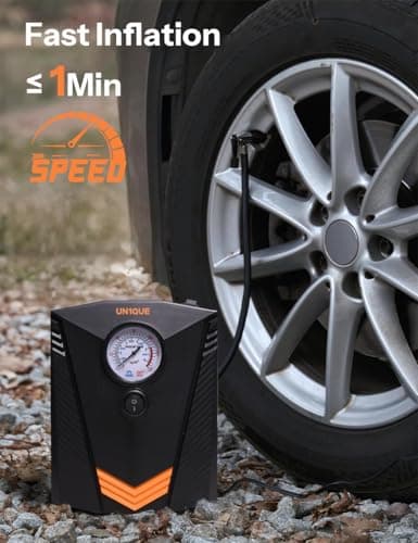 UN1QUE Tyre Inflator for Car, 150PSI Car Air Pump, 12V DC Portable Air Compressor for Tyre, Fast Inflation Speed Inflator Pump with LED Light 2