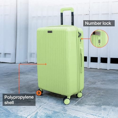 Nasher Miles Pondicherry Hard-Sided Polypropylene Check-in Luggage 24 inch | 65cm | 8 Wheels Medium Trolley Bag for Travel | Suitcase (Lime Yellow) 3