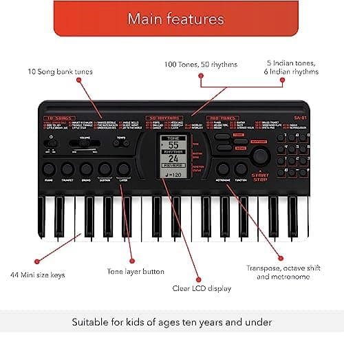 Casiotone Mini Keyboard SA-81 with Piano tones, Black 2