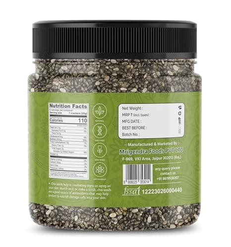 GreenFinity Chia Seeds 300g | Omega-3 clean chia Seeds for Eating | Rich in Calcium, Protein & Fiber, Omega 3 and Antioxidant | Healthy Snacks | 2