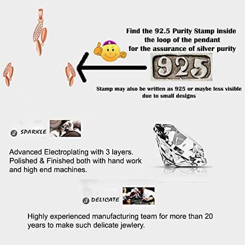 THE MARKETVILLA 92.5 Sterling Silver Pendant With Studs (Earring) Jewellery Set for Women & Girls (ROSE GOLD) 3