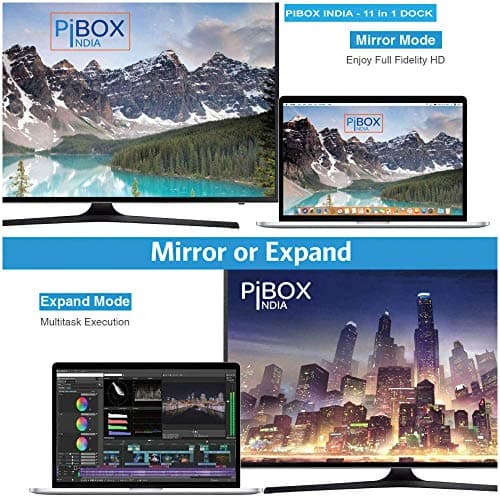 PIBOX India, 11 in 1 USB C Dock Adapter Type C Hub, 3X USB 3.0, Ethernet, VGA, 4K HDMI Port,SD/TF Card Reader,PD Charging Port and 3.5mm Audio for MacBook, Thunderbolt 3.0 laptops 5