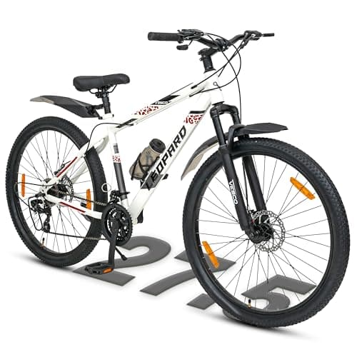 VESCO Leopard 27.5-T MTB 21 Speed Gear Cycle for Men | Front Suspension | Dual Disc Brake | Frame 18 Inch | Mountain Bike | Ideal for 17+ Years Adult Men & Women (White)