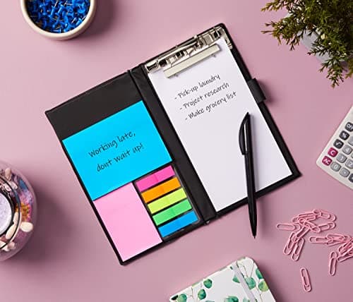 Amazon Brand - Solimo Notepad/Memo Book with Sticky Notes & Clip Holder with Pen for Gifting 4