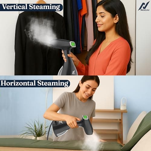 Nexlev Steam Iron Handheld For Clothes | Hand Iron Steamer For Clothes 1500W Garment Steamer | 300ML Tank | Vertical & Horizontal Steam Press for Clothes | 25s Quick Heat | Travel Friendly GS-02 5