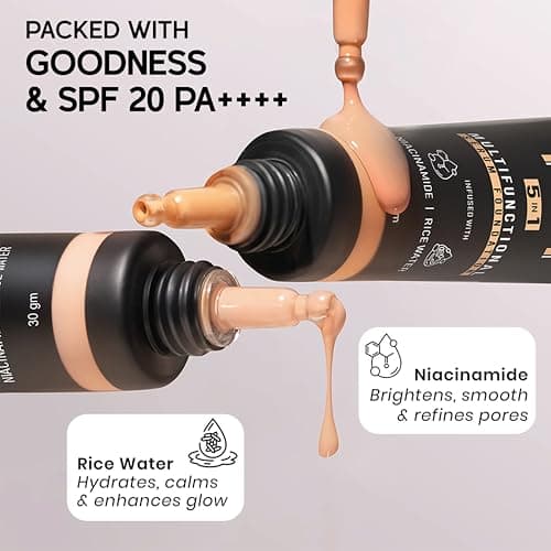 INSIGHT Skin Tint 5-in-1 Serum Foundation (30g) | SPF 20 PA++++ | Lightweight, Hydrating & Brightening with Niacinamide & Rice Water | Primer, Moisturizer & Sunscreen in One | For All Skin Types - Sha 4