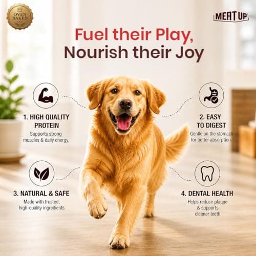 Meat Up Dog Treats Biscuits 2kg (1kg + 1kg) | Mutton Flavour | Suitable for All Life Stages | Helps Remove Plaque & Tartar | Enriched with Vitamins & Minerals | Promotes Lustrous Coat 4