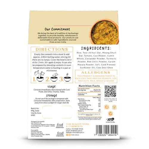 Indic Roots Jain Khichdi, Instant Food, Healthy Food, Ready To Eat Full Meal, No MSG, No Preservatives, 55 Gm (Pack of 4) 2