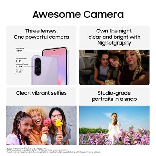 Samsung Galaxy A37 5G (Awesome Charcoal, 8GB RAM, 256GB Storage), Agentic AI, Triple Camera with Nightography Video, 2 Days Battery Life, 6 Gen OS Upgrades, IP68, 7.4mm Sleek, with No Cost EMI 4