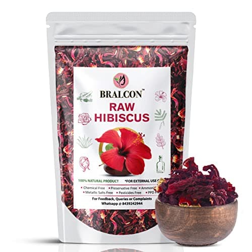 BRALCON Organic Raw Hibiscus 100g Dry Hibiscus Flower Rosa-Sinensis for Hair Care & Face Pack Gudhal Ka Phool for Hair Growth, Skin Care Pure Raw Form Conditioner
