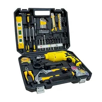 IBELL VORMIR TD13-120 650W Professional Tool Kit with Impact Drill– 13mm Chuck, Copper Armature, 2800 RPM, 145-Piece Yellow DIY, Home Repair & Maintenance Hand Tools & Accessories Set