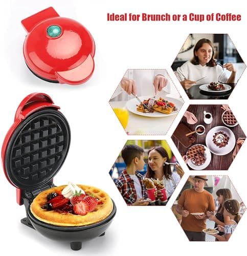 TAZLYN mini waffle maker machine for home kitchen appliances for home kitchen items gift Non-Stick Surfaces4 Inch, Perfect for Breakfast,Dessert, Sandwich, Pan Cakes, Paninis/Other Snacks 5