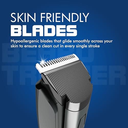 Havells Bt5100C Rechargeable Beard Trimmer with Hypoallergenic Blades; Zero Trim with 0.5 Mm Precision;Upto 17Mm Length Setting for All Styles; 45 Min Runtime,Battery Powered Black & (Grey)-Men 5