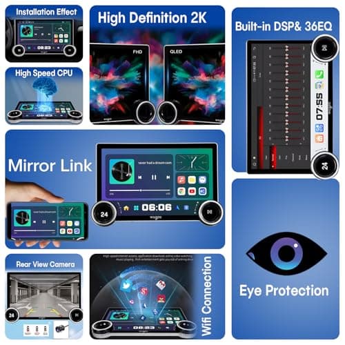 Diamond 2K Car Android System Touch Screen 4GB+64GB|4 Core|Wireless Carplay Adapter & Android Auto | Car Stereo |Universal All Cars| Including AHD Rear View Camera| 1+1 Years Warranty | WAD-06 3