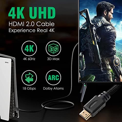 AGARO HDMI Cable 2 Meters, Premium High Speed 18Gbps, 4K@60Hz Support HDR, 3D, ARC, HDCP 2.2, Cotton Braided Cord for PS5/PS4/Xbox/Apple TV/Projector 2