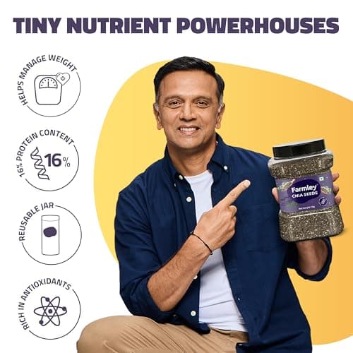 Farmley Chia Seeds 1 Kg, I Seeds for Eating | Seeds for Weight Management | Rich in Calcium, Omega-3, Protein, Fibre, & Non GMO, Reusable Jar (Pack of 1) 4